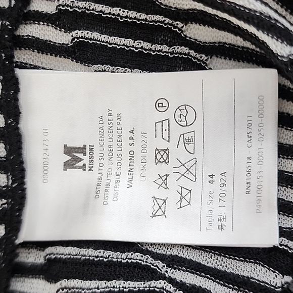 MISSONI Black and White Knit Chevron Print Fit and Flare Dress Size 44 - Picture 11 of 13